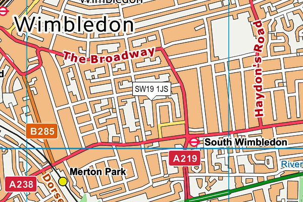 SW19 1JS map - OS VectorMap District (Ordnance Survey)