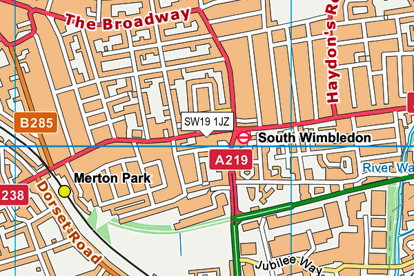 SW19 1JZ map - OS VectorMap District (Ordnance Survey)