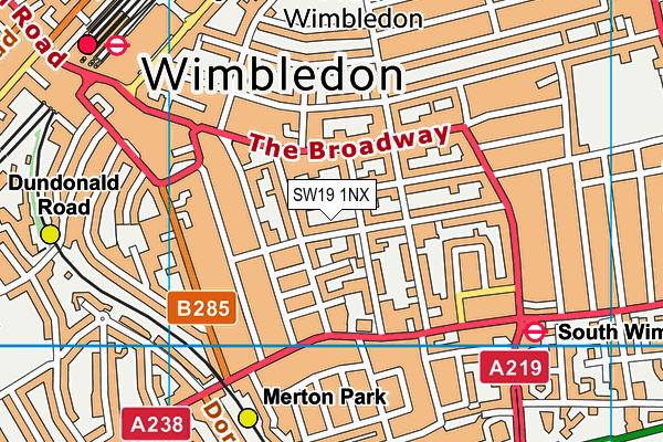 SW19 1NX map - OS VectorMap District (Ordnance Survey)