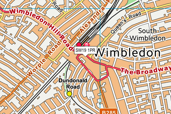 SW19 1PR map - OS VectorMap District (Ordnance Survey)