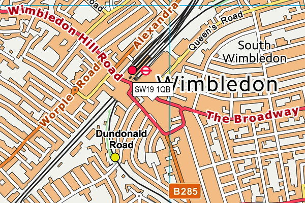 Nuffield Health (Wimbledon) map (SW19 1QB) - OS VectorMap District (Ordnance Survey)