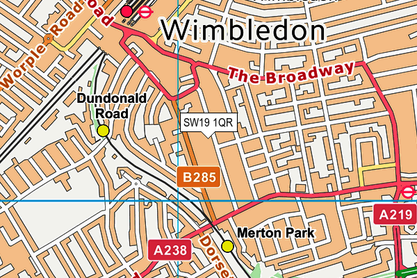 SW19 1QR map - OS VectorMap District (Ordnance Survey)