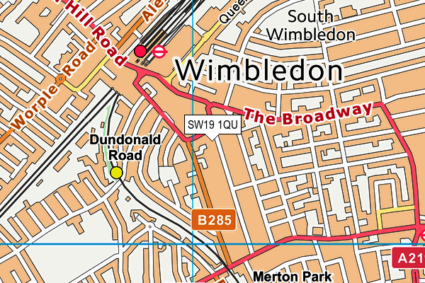 SW19 1QU map - OS VectorMap District (Ordnance Survey)