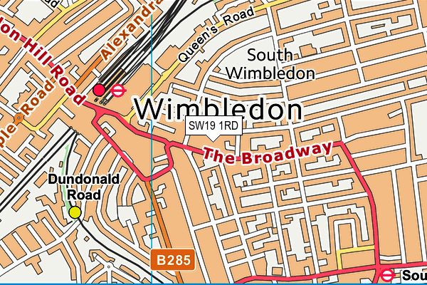 SW19 1RD map - OS VectorMap District (Ordnance Survey)