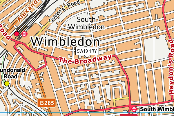 SW19 1RY map - OS VectorMap District (Ordnance Survey)