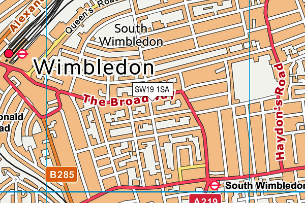 SW19 1SA map - OS VectorMap District (Ordnance Survey)