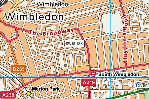 SW19 1SX map - OS VectorMap District (Ordnance Survey)