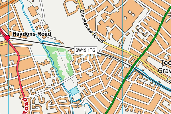 SW19 1TG map - OS VectorMap District (Ordnance Survey)