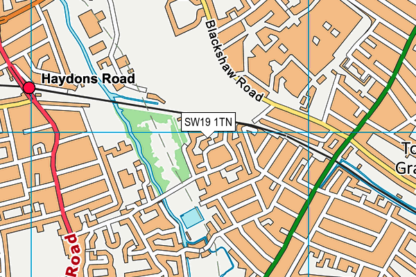 SW19 1TN map - OS VectorMap District (Ordnance Survey)