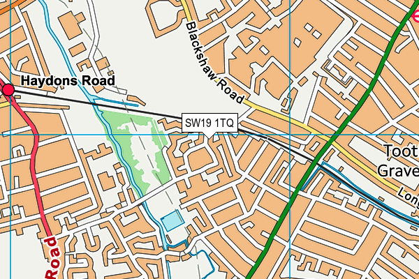 SW19 1TQ map - OS VectorMap District (Ordnance Survey)