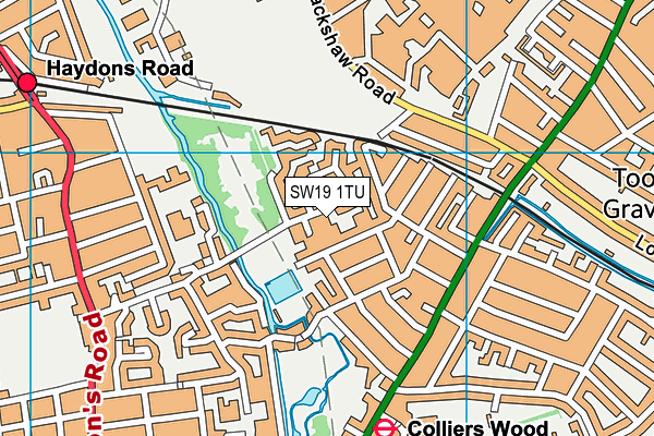 SW19 1TU map - OS VectorMap District (Ordnance Survey)