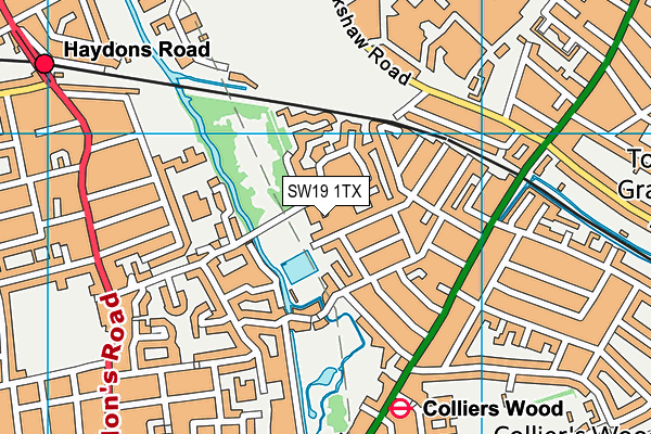 SW19 1TX map - OS VectorMap District (Ordnance Survey)