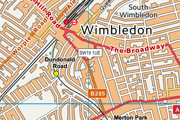 SW19 1UE map - OS VectorMap District (Ordnance Survey)