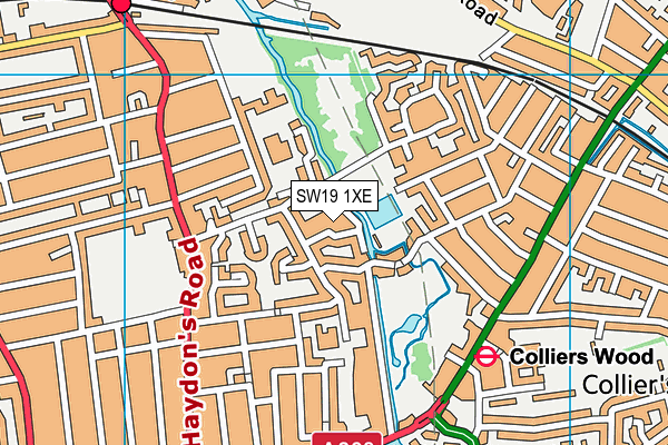 SW19 1XE map - OS VectorMap District (Ordnance Survey)