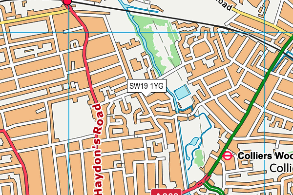 SW19 1YG map - OS VectorMap District (Ordnance Survey)