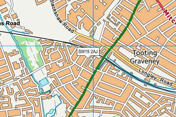 SW19 2AJ map - OS VectorMap District (Ordnance Survey)