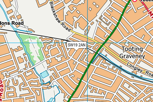 SW19 2AN map - OS VectorMap District (Ordnance Survey)