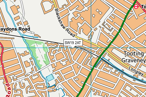 SW19 2AT map - OS VectorMap District (Ordnance Survey)