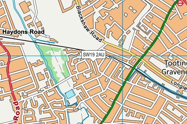 SW19 2AU map - OS VectorMap District (Ordnance Survey)