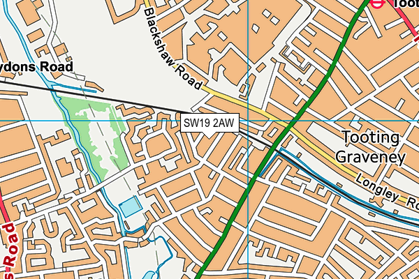 SW19 2AW map - OS VectorMap District (Ordnance Survey)
