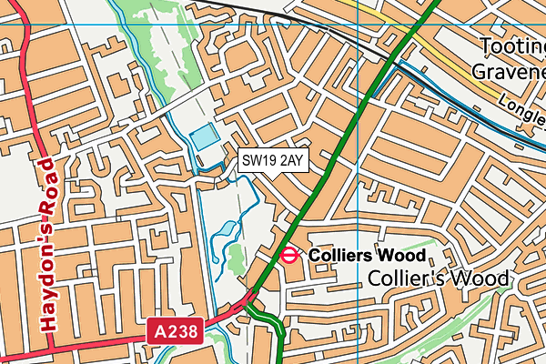 SW19 2AY map - OS VectorMap District (Ordnance Survey)