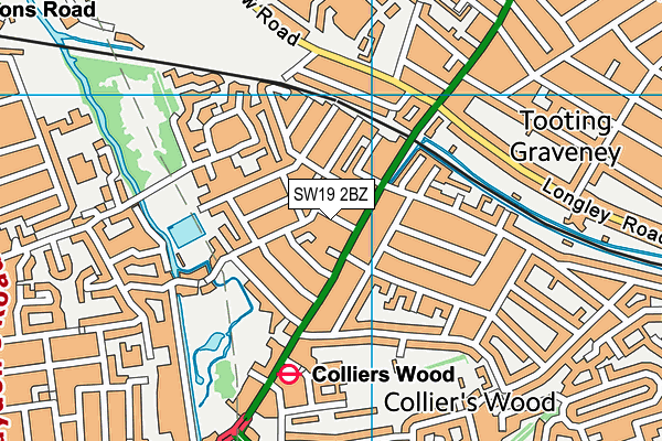 SW19 2BZ map - OS VectorMap District (Ordnance Survey)