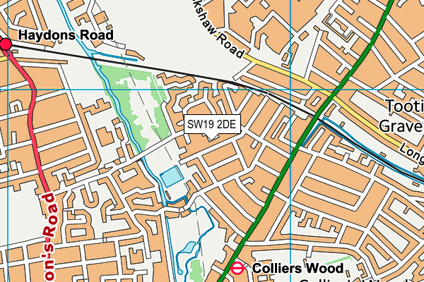 SW19 2DE map - OS VectorMap District (Ordnance Survey)