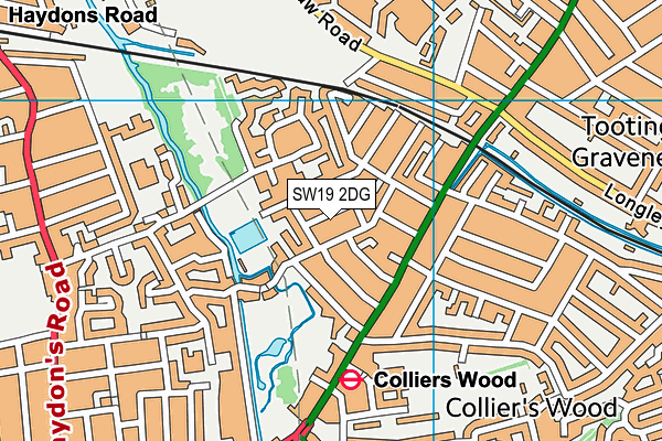SW19 2DG map - OS VectorMap District (Ordnance Survey)