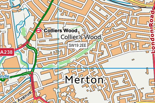 SW19 2EE map - OS VectorMap District (Ordnance Survey)