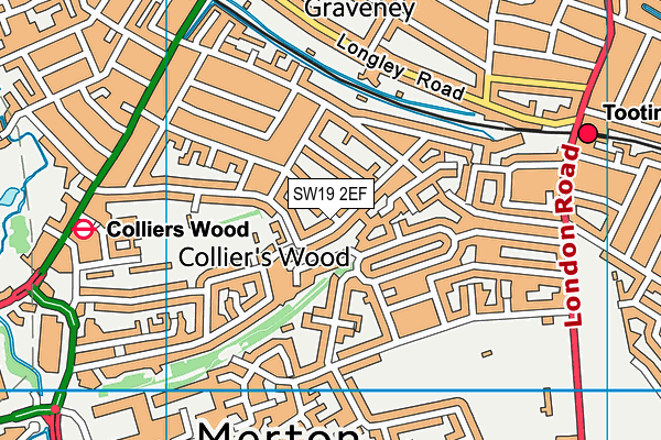 SW19 2EF map - OS VectorMap District (Ordnance Survey)