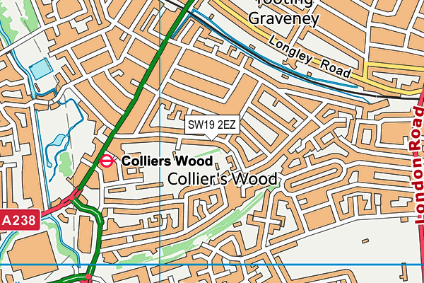 SW19 2EZ map - OS VectorMap District (Ordnance Survey)