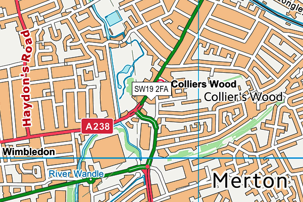 SW19 2FA map - OS VectorMap District (Ordnance Survey)