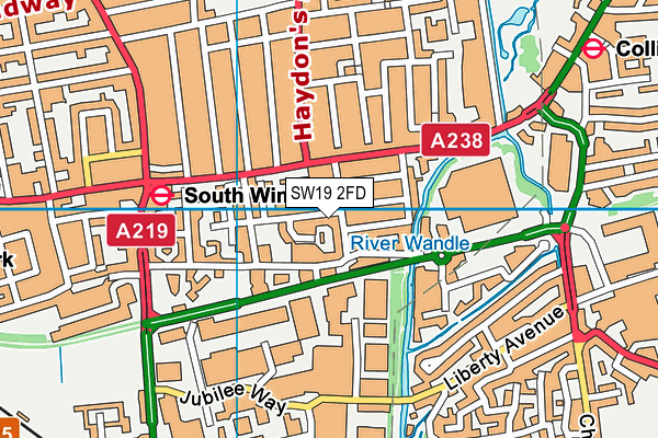 SW19 2FD map - OS VectorMap District (Ordnance Survey)
