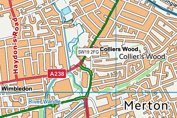 SW19 2FG map - OS VectorMap District (Ordnance Survey)
