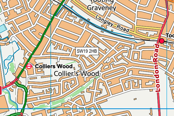 SW19 2HB map - OS VectorMap District (Ordnance Survey)