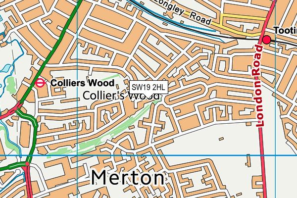 SW19 2HL map - OS VectorMap District (Ordnance Survey)