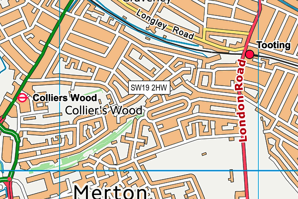 SW19 2HW map - OS VectorMap District (Ordnance Survey)