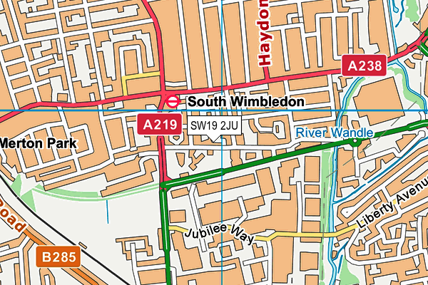 SW19 2JU map - OS VectorMap District (Ordnance Survey)