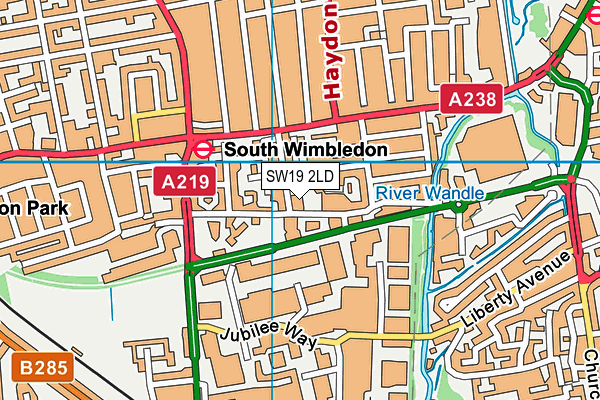 SW19 2LD map - OS VectorMap District (Ordnance Survey)