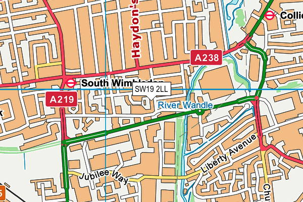 SW19 2LL map - OS VectorMap District (Ordnance Survey)