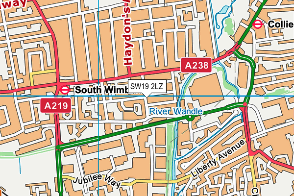 SW19 2LZ map - OS VectorMap District (Ordnance Survey)