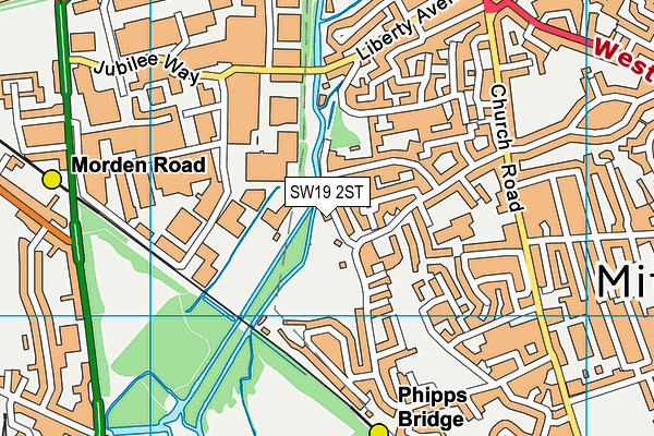 SW19 2ST map - OS VectorMap District (Ordnance Survey)