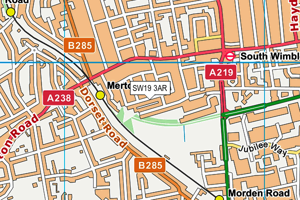 SW19 3AR map - OS VectorMap District (Ordnance Survey)