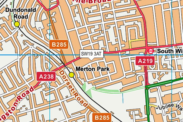 SW19 3AT map - OS VectorMap District (Ordnance Survey)