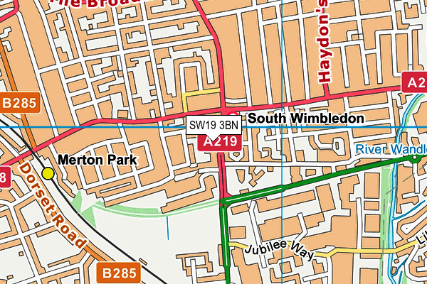 SW19 3BN map - OS VectorMap District (Ordnance Survey)