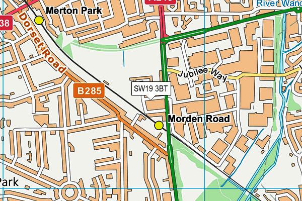 Nursery Road Playing Fields map (SW19 3BT) - OS VectorMap District (Ordnance Survey)