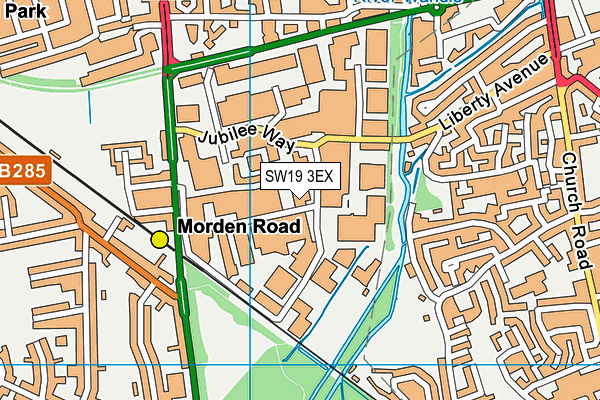 SW19 3EX map - OS VectorMap District (Ordnance Survey)