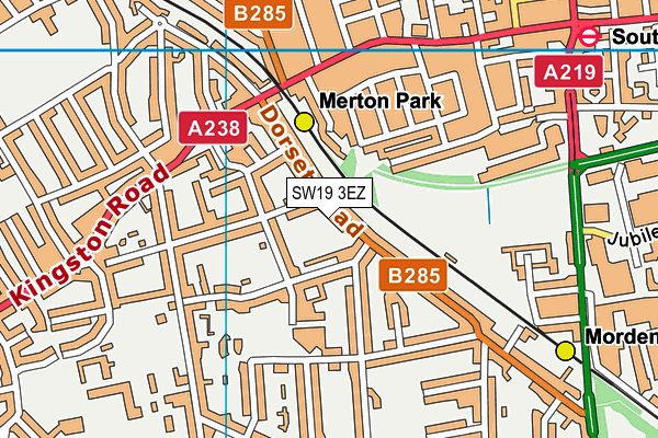 SW19 3EZ map - OS VectorMap District (Ordnance Survey)