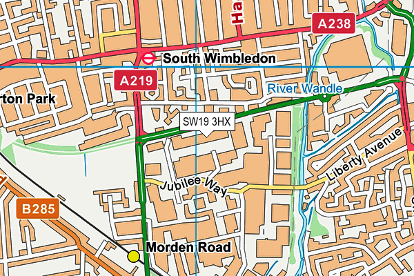 SW19 3HX map - OS VectorMap District (Ordnance Survey)