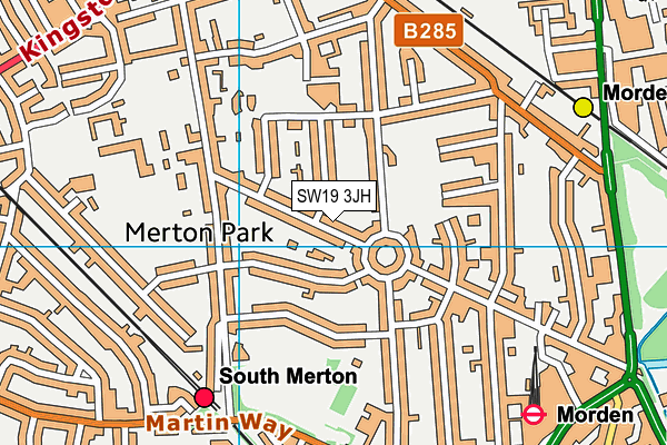 SW19 3JH map - OS VectorMap District (Ordnance Survey)